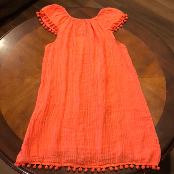 Lungo L’Arno Linen Pom Pom Coral Dress Medium NWT - Picture 2 of 6